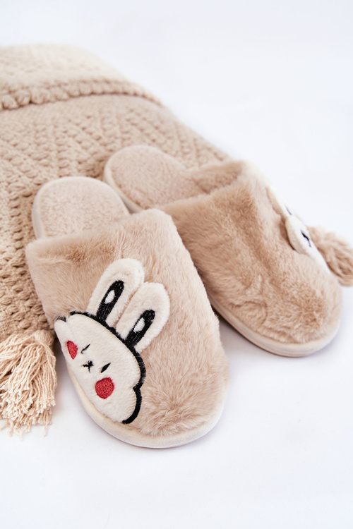 Dámské kožešinové pantofle s králičí béžove Trisha