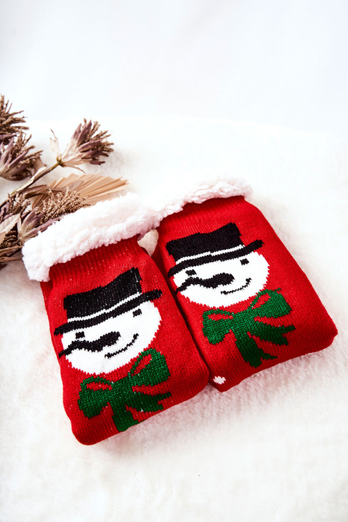 Vánoční dlouhé ponožky Sněhulák červene