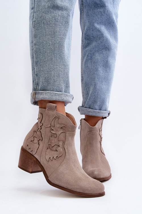 Zazoo 3426 Dámské Semišové Westernové Botky Cappucino