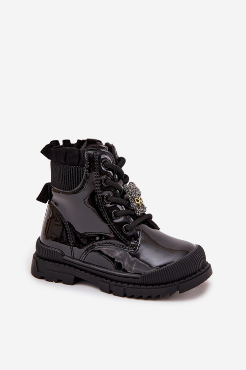 Dievčatá lakované pre posúvací izolovaný čierny felori