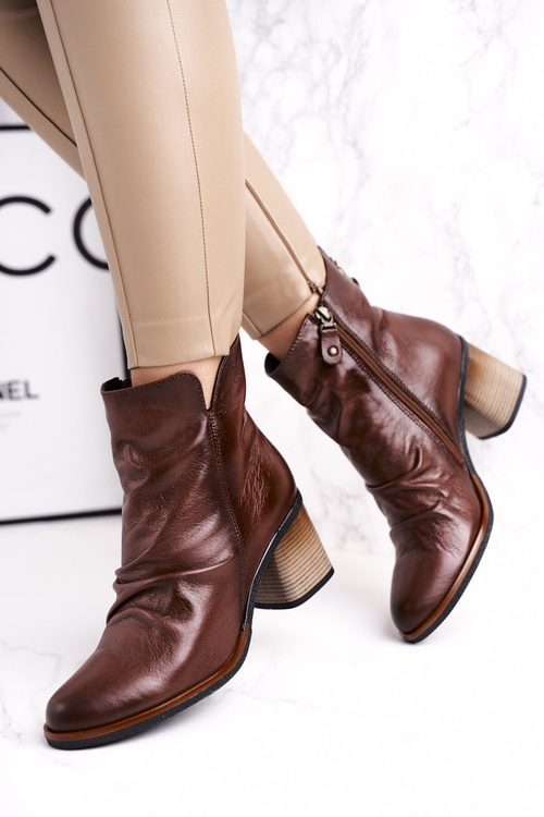 Dámské Kotníkové Boty Na Podpatku Maciejka Hnědé 04757-02