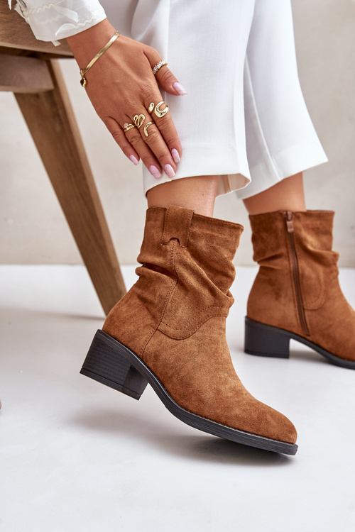 Zateplené Dámske Topánky S Nažehleným Zvrškom Na Nízkom Opätku Béžové Zinanya