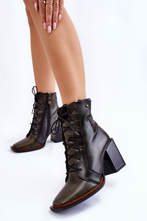 Klasické kožené šnurovacie topánky Maciejka 05667-09 Zelená