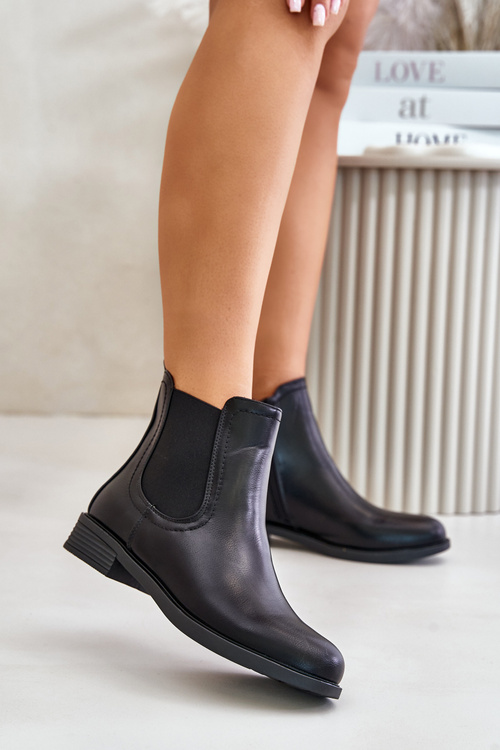 Zateplené Ploché Chelsea Topánky Na Zips Čierne Tinra