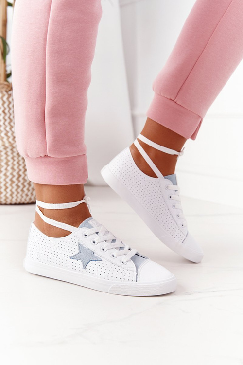 Dámské Kožené Tenisky S Hvězdou BIG STAR DD274692 Bílo-Modré