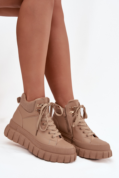 Dámské zateplené kozačky trapery na platformě Camel Carenna