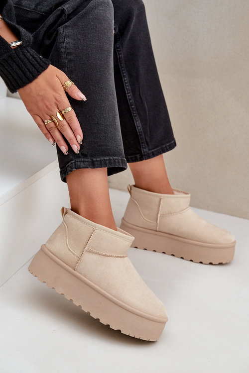 Dámske Snehové Topánky Na Platforme Svetlo Béžové Ninala