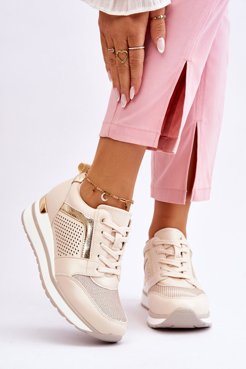 Kožené športové topánky na nízko béžovom braylen klin