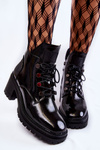 Lakované teplé šněrovací boty Černe Ragnhild