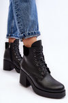 Dámske kožené topánky na čiernom lemacera Post