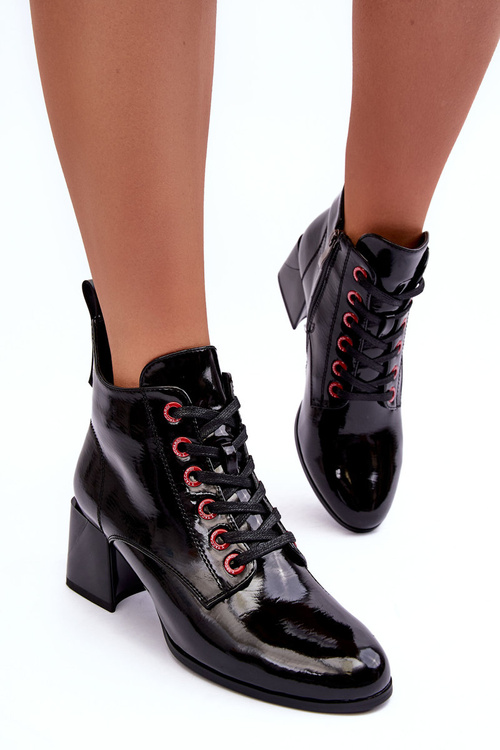 Nízké Lakové Šněrovací Botky SBarski MR870-66 Černé