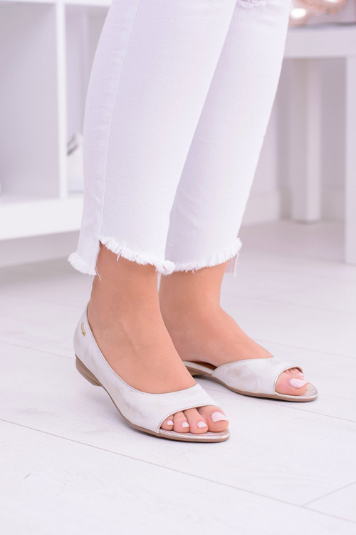 Kožená béžová balerína Peep Toe Maciejka Verma