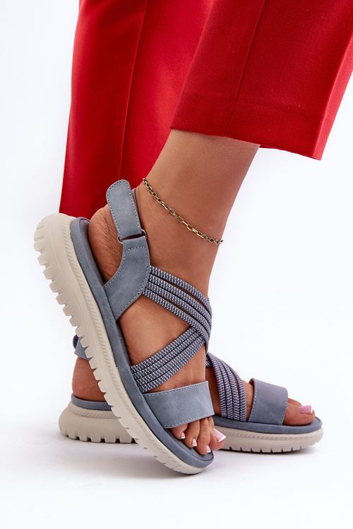 Lehké Dámské Pohodlné Sandály Na Suchý Zip Modré Ceclea