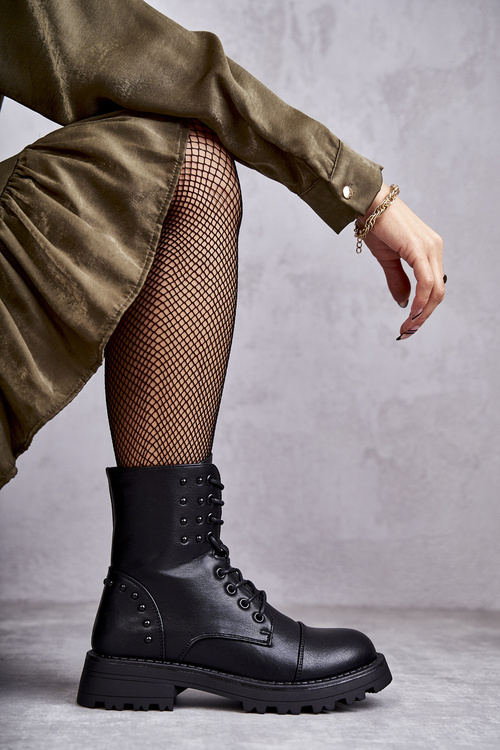 Kožené boty S Cvoky Černe Palmira