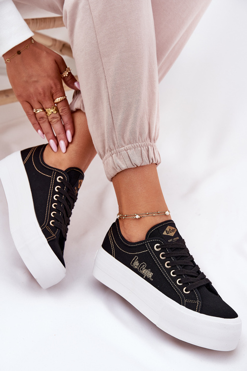 Dámské textilní tenisky na platformě Lee Cooper LCW-25-31-3431L černé
