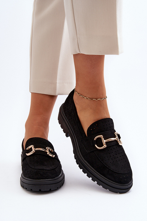 Dámske čierne mokasíny s ozdobou Talesse