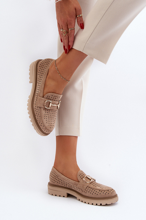 Dámske Bežové Mokasíny S Vyrezávanými Ozdobami Talesse