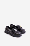 Dievčenské Mokasíny S Mašľou Eko Koža Čierne Avallesa
