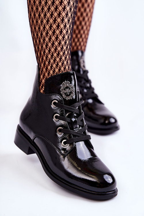 Maľované izolované čipky -upové topánky čierna enryica