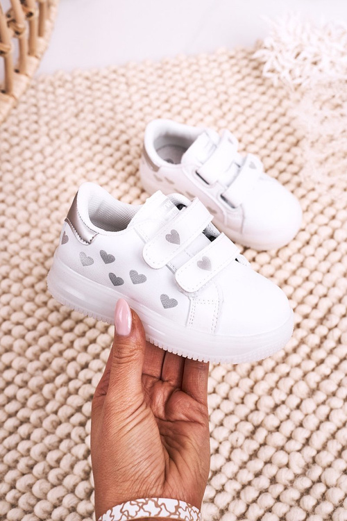 Dětská Sportovní Obuv Se Zářící Podrážkou LED Bílé-Stříbrné Boomer