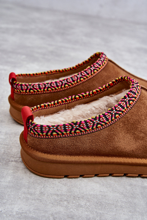 Semišové dámské pantofle s velbloudí kožešinou Buffie