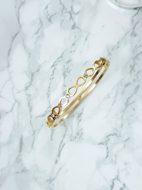 Dámsky oceľový náramok s nekonečnou zirkónom Gold Glam
