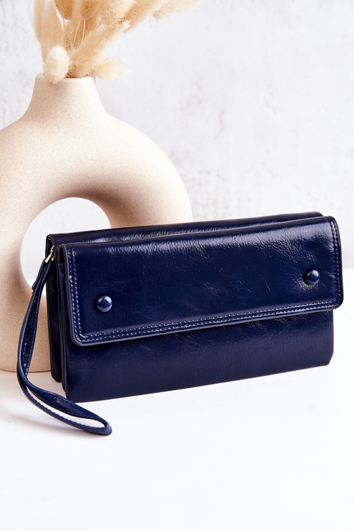 Veľké kožené peňaženky pre Loreine Navy Blue Slider