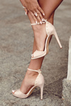 Dámské sandály na vysokém podpatku s ozdobnou béžove Livorno