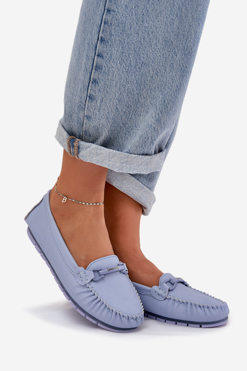 Ploché Kožené Mokasíny S Ozdobou S.Barski LR51-547 Modré