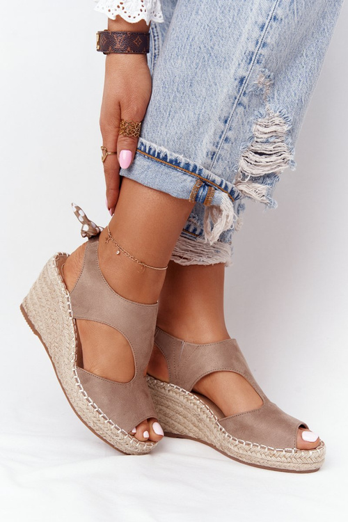 Klínové Sandály S Copánky Béžové Mykonos