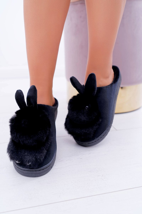 Klasické dámske papiere s králičím čiernym hechom