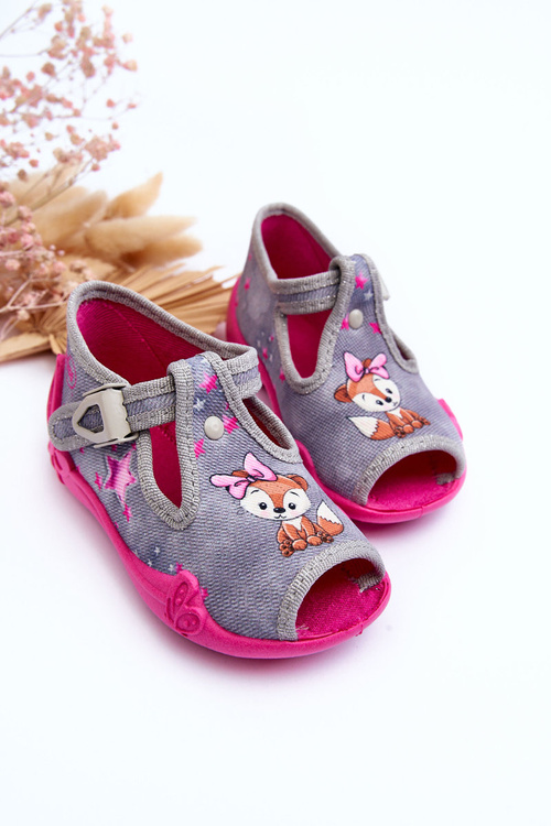 Sandałky Papcie veverky Befado 213P137 šedá-růžová