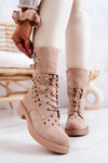 Semišové prolamované kotníkové boty Světle béžová Hermiona