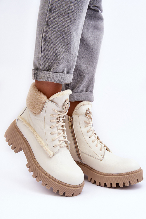 Dámske kožené topánky krémové topánky Lemar Vergo