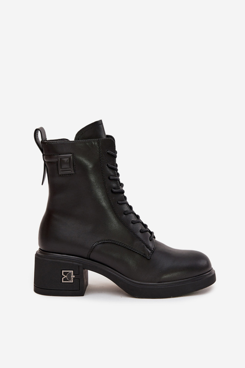 Zateplené Dámske Čižmy Z Pravej Kože Na Klocku Vinceza 66819 Čierne