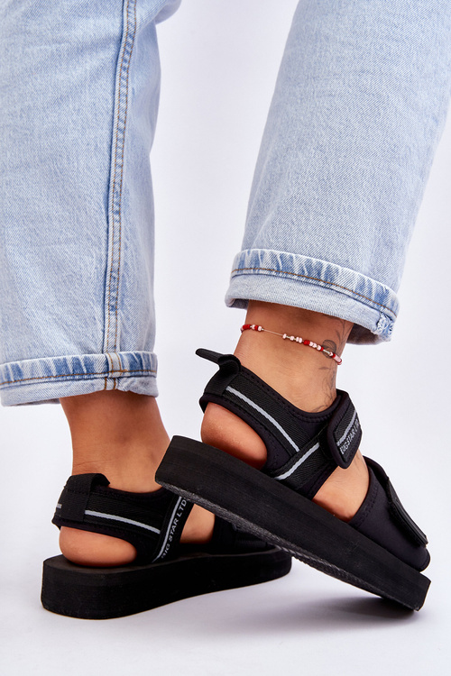 Dámské sandály na suchý zip Big Star LL274784 Černe