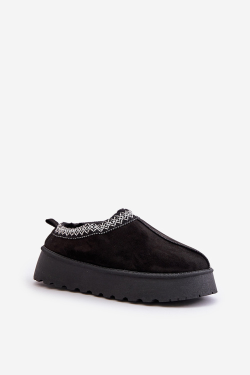 Snehové Papuče Na Platforme S Vyšívaním Čierne Tamilda