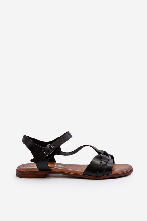 Zazoo 40182 Čierne kožené dámske sandále