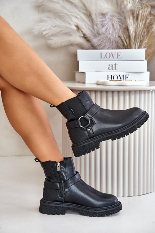 Kotníkové Topánky Zateplené Na Zips Big Star OO274A128 Čierne