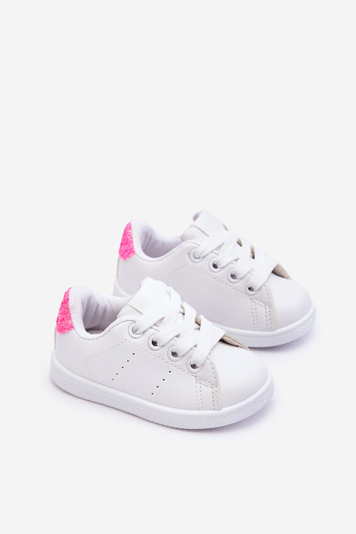 Dětské sportovní boty Bílé a Neonově růžová Glossy