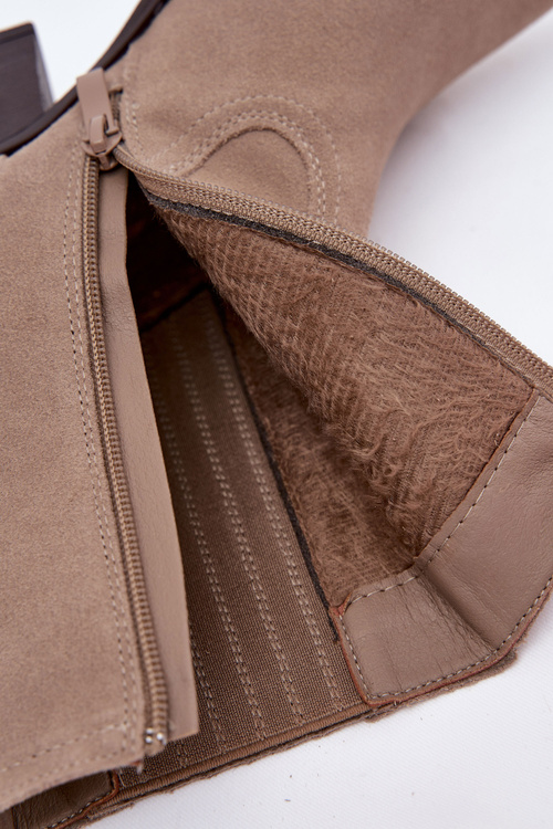 Semišové dámske kovbojky na opätku s vyhrievaním béžové Dylira