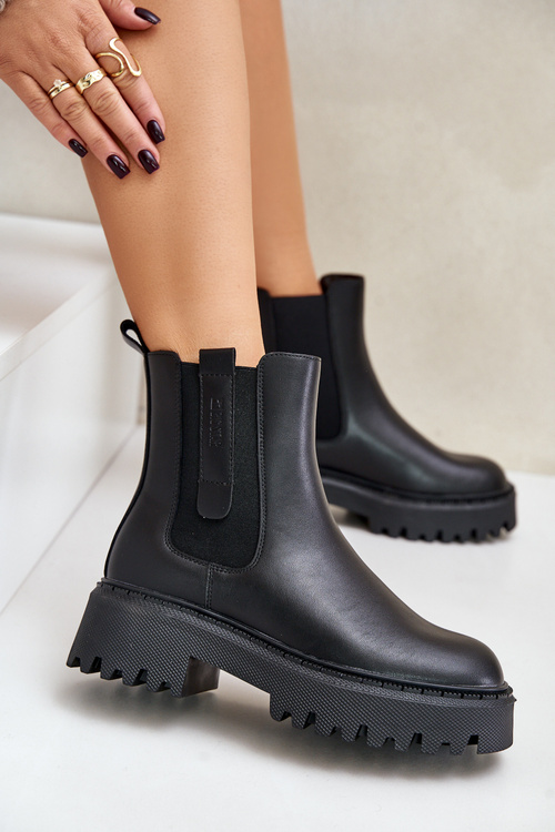 Kožené Zateplené Kozačky Chelsea Dámské Big Star OO274A386 Černé