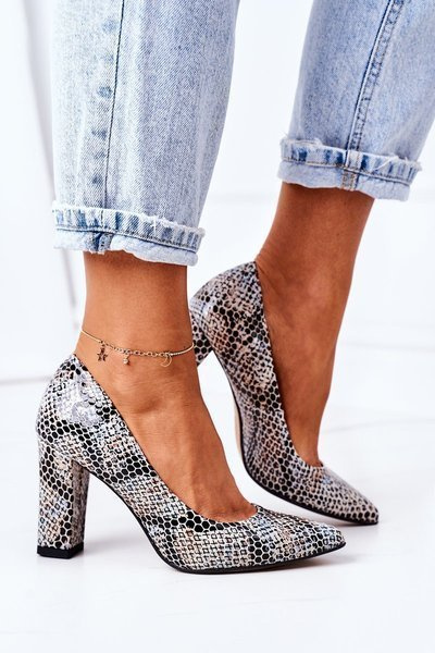 Lodičky Na Podpatku Se Zvířecím Vzorem Lewski Shoes 2453 Černé-Modré