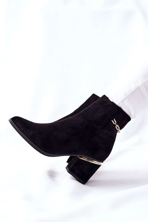 Dámské Semišové Boty Na Podpatku Černé One Step