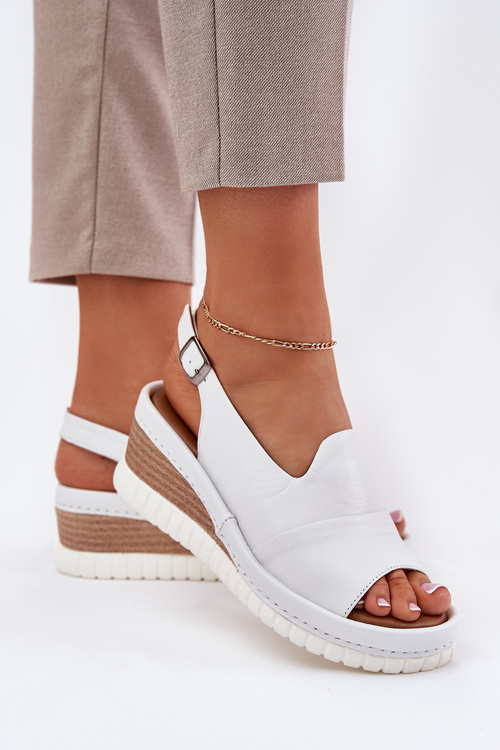 Dámské Kožené Sandály Na Klínu Artiker Bílé 56C0918