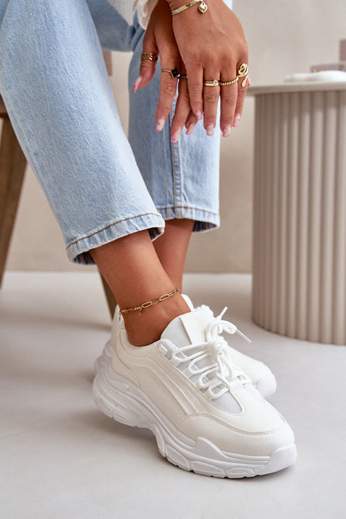 Tenisky Dámske Športové Topánky Na Hrubej Podrážke Biele Lerila