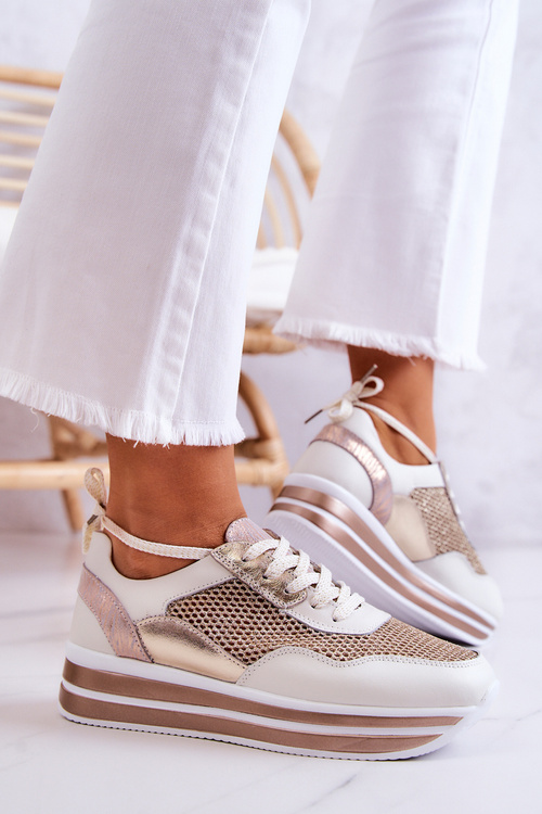 Dámská sportovní obuv Tenisky bílé a zlaté Bourne