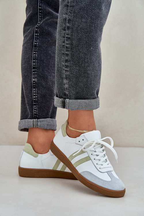 Zazoo N1068 Kožené Nízké Tenisky Dámské Bílé