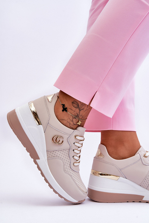 Dámske kožené športové topánky pre béžovú rebecu