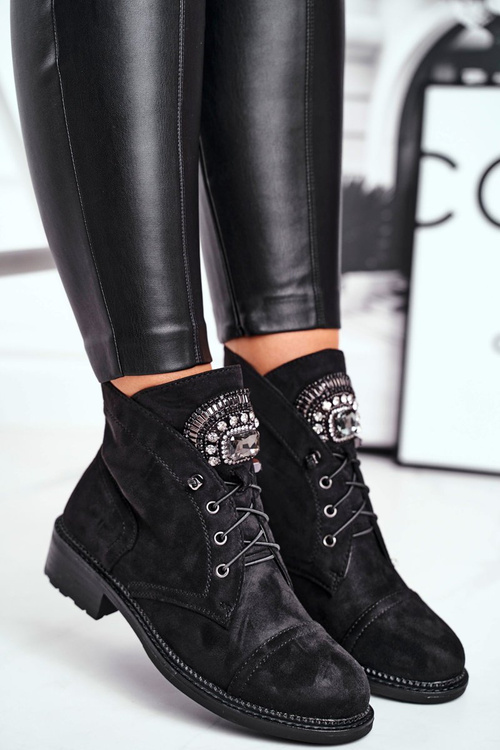 Dámské Kotníkové Boty zateplené Semišové černé Hondus